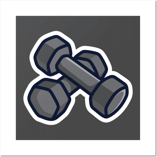 Gym Dumbbells Sticker Set vector illustration. Gym fitness object icon concept. Low weight dumbbells sticker logo design. Dumbbell for training body muscles sticker design logo. Wall Art by AlviStudio